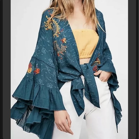 Free People Tops - FREE PEOPLE Dottie West Embroidered Cardigan